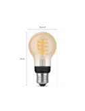 Bombilla inteligente Philips Hue White Ambiance 7W 2200-4500K Fil 550lm A60 E27 medidas producto