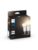 Bombilla inteligente Philips HueWhite 9.5W 2700K luz blanca cálida regulable 1055lm A60 E27 Pack 2 caja producto