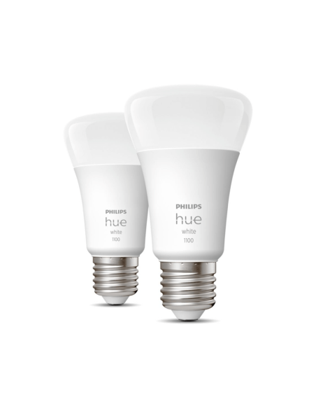 Bombilla inteligente Philips HueWhite 9.5W 2700K luz blanca cálida regulable 1055lm A60 E27 Pack 2