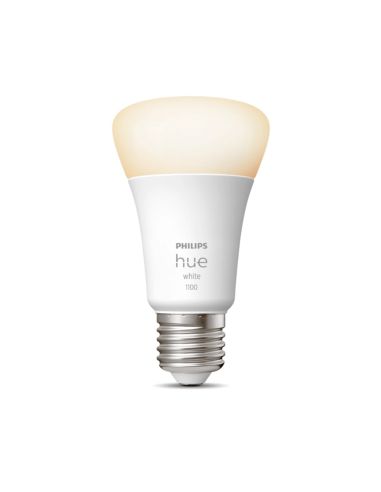 Bombilla inteligente Philips HueWhite 9.5W 2700K luz blanca cálida regulable 1055lm A60 E27 encendida