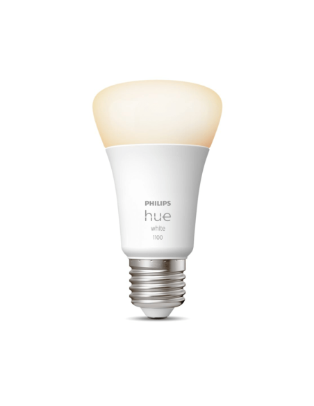 Bombilla inteligente Philips HueWhite 9.5W 2700K luz blanca cálida regulable 1055lm A60 E27 encendida