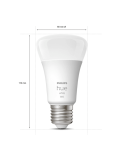 Bombilla inteligente Philips HueWhite 9.5W 2700K luz blanca cálida regulable 1055lm A60 E27 medida producto