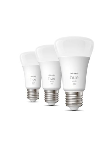 Bombilla inteligente Philips HueWhite 9W A60 2700K luz blanca cálida regulable E27 806lm Pack 3