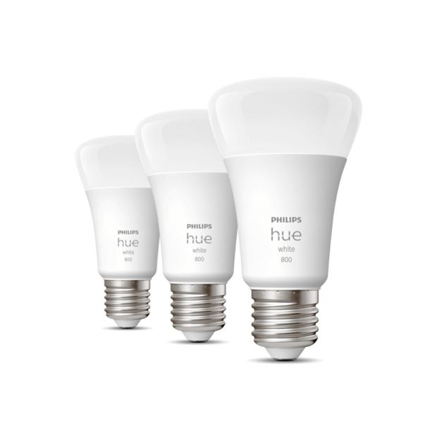 Bombilla inteligente Philips HueWhite 9W A60 2700K luz blanca cálida regulable E27 806lm Pack 3
