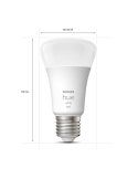 Bombilla inteligente Philips HueWhite 9W A60 2700K luz blanca cálida regulable E27 806lm Pack 3 medida producto