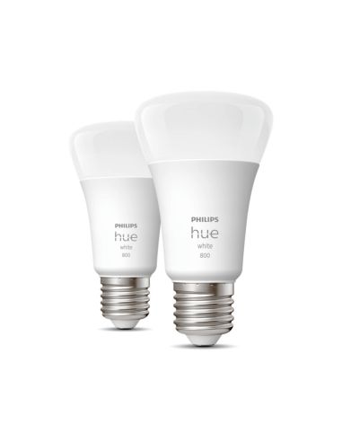 Lâmpada inteligente Philips HueWhite 9W A60 E27 806lm 2700K luz branca quente regulável Pack 2