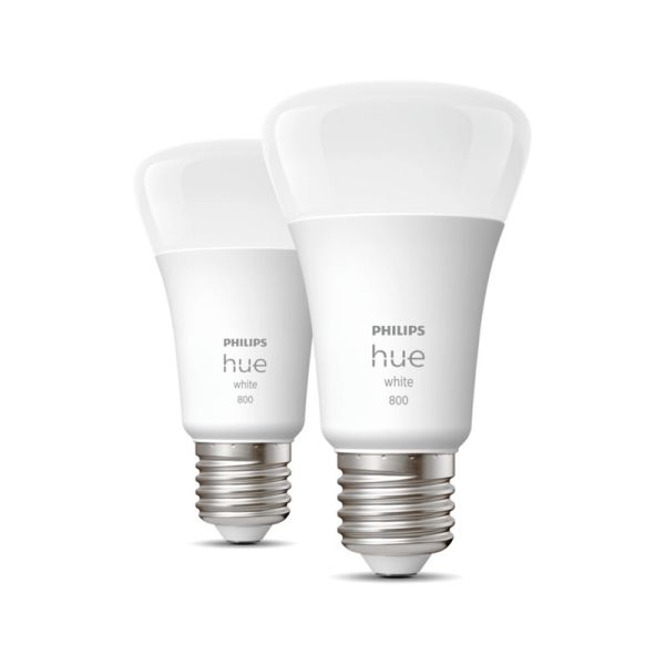 Bombilla inteligente Philips HueWhite 9W A60 E27 806lm 2700K luz blanca cálida regulable Pack 2