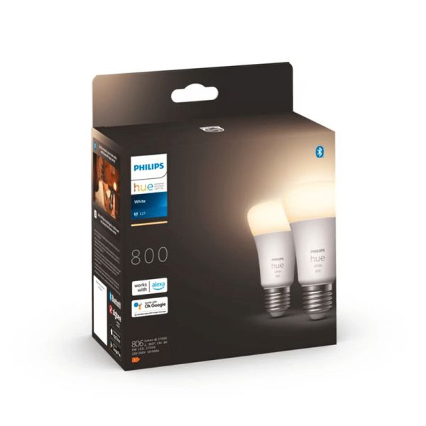 Ampoule intelligente Philips HueWhite 9W A60 E27 806lm 2700K lumière blanche chaude dimmable Pack 2 box product