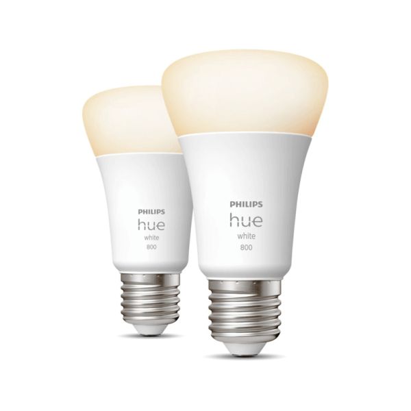 Lâmpada inteligente Philips HueWhite 9W A60 E27 806lm 2700K luz branca quente regulável Pacote 2 em