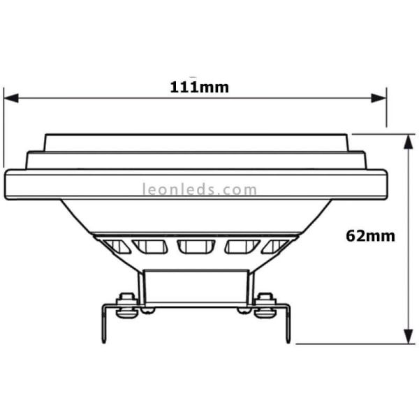 Dimensiones Bombilla G53 Led Regulable AR111 10,8W Equivalente a 50W 40º MAS ExpertColor Philips | LeonLeds