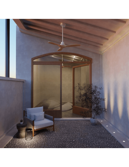 Ventilador de Techo Nati M de estilo nórdico madera y blanco interior/exterior ambiente