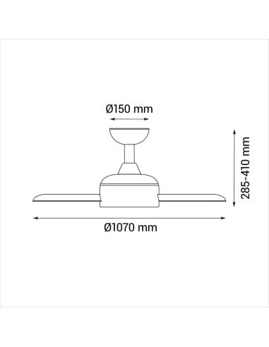 Ventilador de Techo Nati M de estilo nórdico madera y blanco interior/exterior medidas