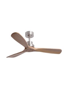 Ventilateur de plafond Nati M en bois de style nordique et nickel intérieur/extérieur