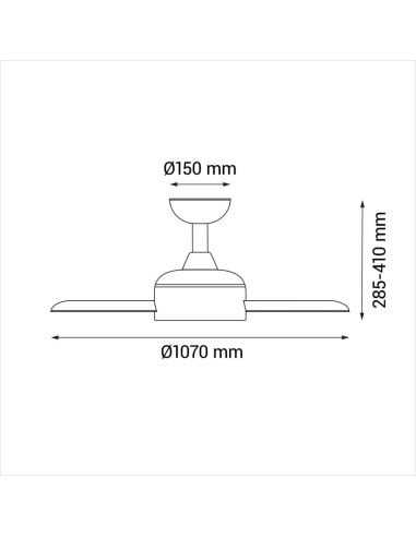 Ventilador de Techo Nati M de estilo nórdico madera y níquel interior/exterior medidas