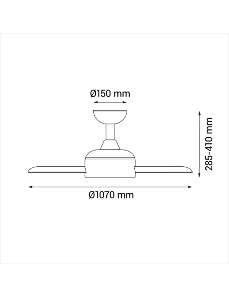 Ventilador de Techo Nati M de estilo nórdico madera y níquel interior/exterior medidas