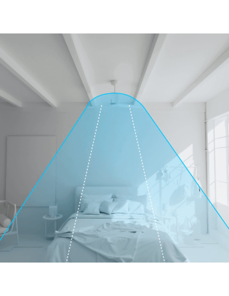 Ventilateur de plafond blanc Lia IP20 DC pour grands espaces avec flux d'air