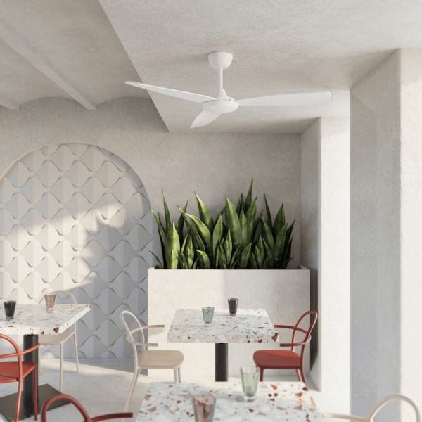 Ventilateur de plafond blanc Lia IP20 DC pour grands espaces intérieurs