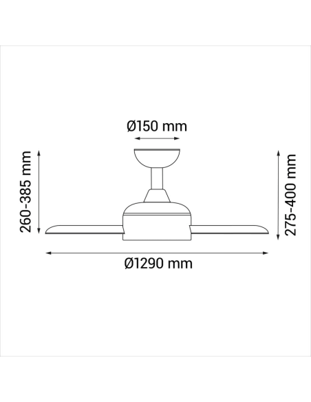 Ventilador de teto Lia branco IP20 DC para medidas de grandes espaços