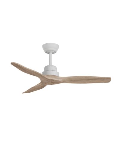 Ventilador de teto de madeira natural de varanda para interior/exterior DC branco