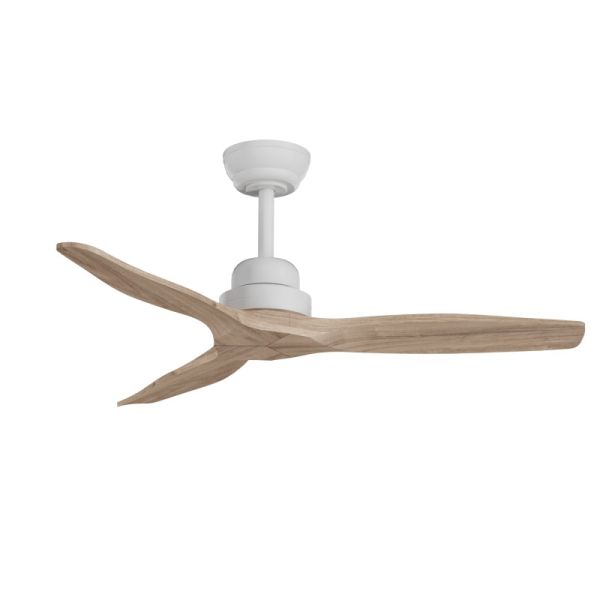 Ventilador de teto de madeira natural de varanda para interior/exterior DC branco