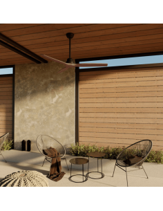 Ventilateur de plafond Balcony XL en bois naturel pour intérieur/extérieur DC noir 2