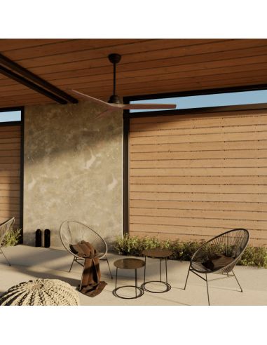 Ventilateur de plafond Balcony XL en bois naturel pour intérieur/extérieur DC ambiant noir