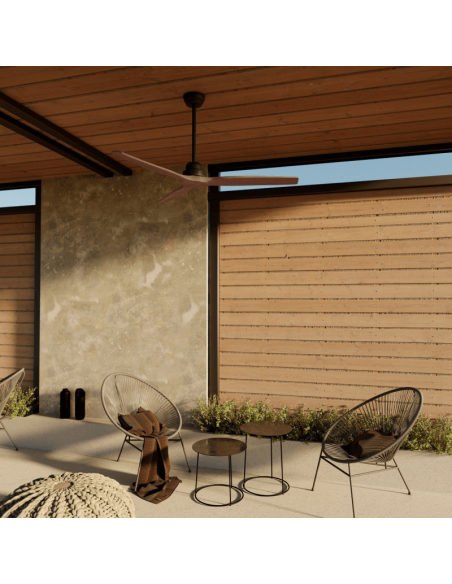 Ventilateur de plafond Balcony XL en bois naturel pour intérieur/extérieur DC ambiant noir
