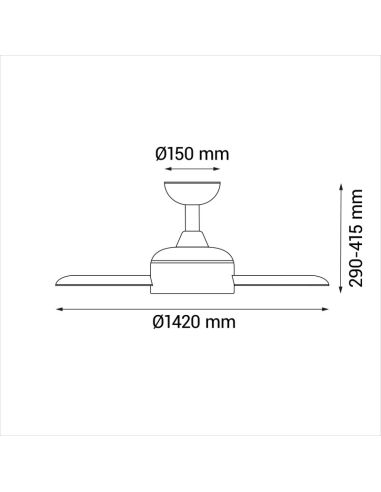 Ventilador de teto de madeira natural XL Balcony para medições internas/externas DC preto