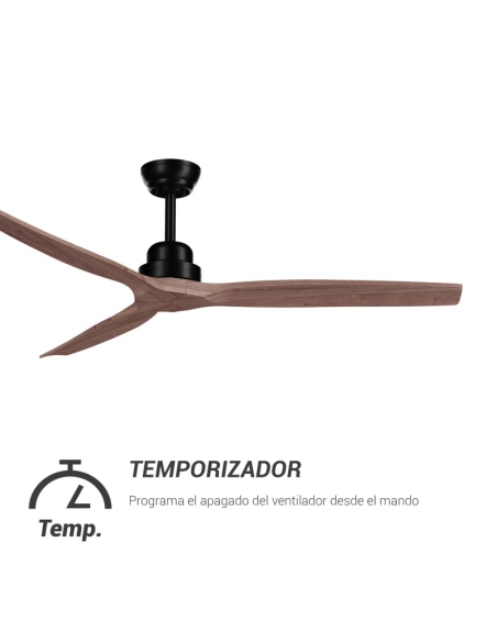 Ventilador de Techo Balcony XL Madera Natural para interior/exterior DC negro temporizador
