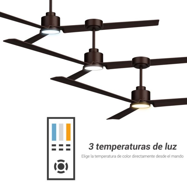 Ventilador de Techo LED Anne XL marrón óxido DC para espacios de más de 32m2 temperatura de luz