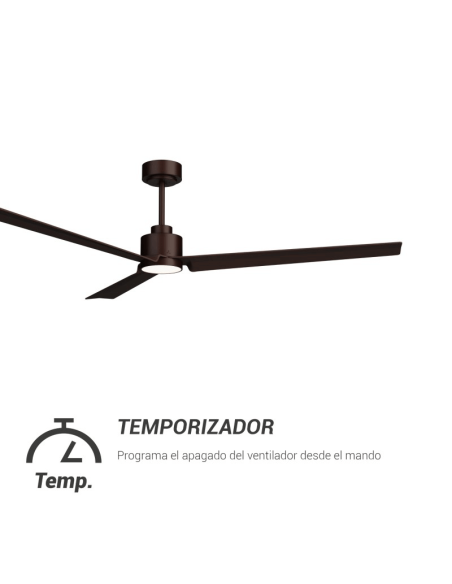 Ventilador de teto Anne XL LED Rust Brown DC para espaços acima de 32m2 com temporizador