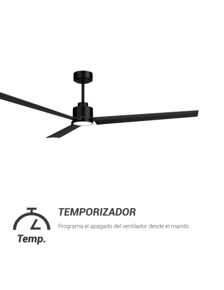 Ventoinha de Teto Anne XL Black DC LED para espaços superiores a 32m2 com temporizador