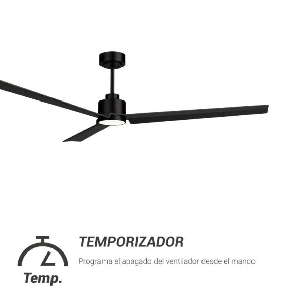 Ventoinha de Teto Anne XL Black DC LED para espaços superiores a 32m2 com temporizador