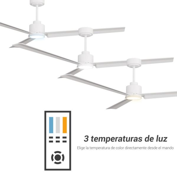 Ventilador de Techo LED Anne XL blanco DC para espacios de más de 32m2 temperatura de luz