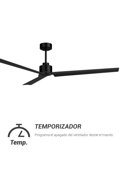 Ventilador de Techo Anne XL negro DC para espacios de más de 32m2 temporizador