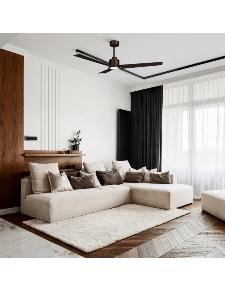 Ventilador de Techo LED Anne marrón oxido DC para espacios amplios ambiente