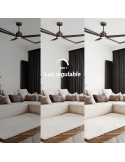 Ventilador de Techo LED Anne marrón oxido DC para espacios amplios luz regulable