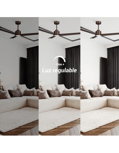 Ventilateur de plafond LED Anne DC marron oxyde pour grands espaces avec lumière réglable