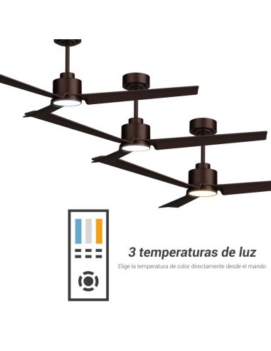 Ventilador de Techo LED Anne marrón oxido DC para espacios amplios temperatura de luz