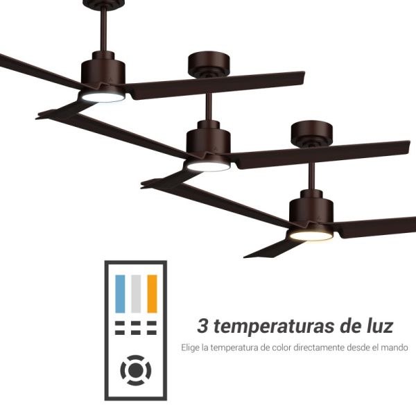 Ventilateur de plafond LED Anne DC oxyde marron pour grands espaces température lumineuse
