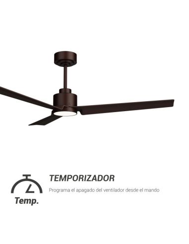 Ventilador de teto LED marrom óxido Anne DC para grandes espaços com temporizador