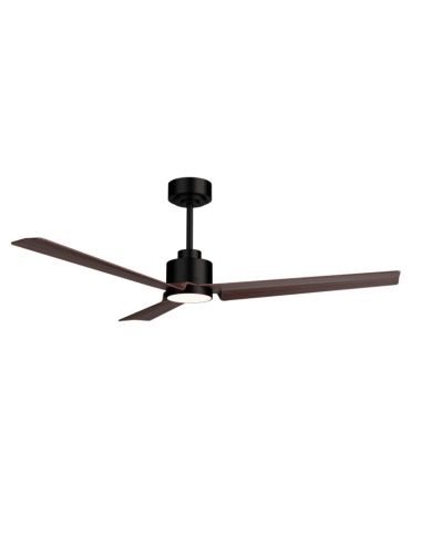 Ventilador de Techo LED Anne negro con palas de madera oscura DC para espacios amplios