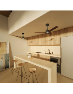 Ventilateur de plafond LED Anne noire avec pales en bois foncé DC pour grands espaces 2