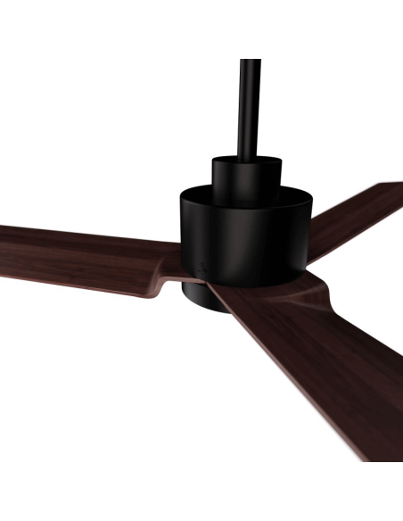 Ventilateur de plafond LED Anne noire avec pales en bois foncé DC pour les grands espaces détail