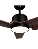 Ventilador de Techo LED Anne negro con palas de madera oscura DC para espacios amplios detalle luz