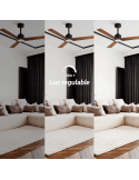 Ventilateur de plafond LED Black Anne avec pales en bois foncé DC pour grands espaces avec lumière réglable