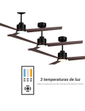 Ventilateur de plafond LED noir Anne avec pales en bois foncé DC pour les températures de lumière des grands espaces