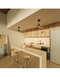 Ventilateur de plafond LED Anne noire avec pales en bois clair DC pour les grands espaces 2