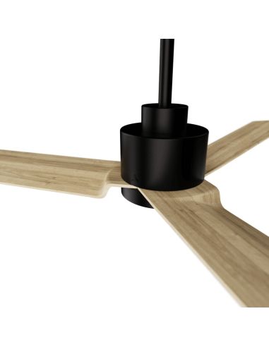 Ventilador de Techo LED Anne negro con palas de madera clara DC para espacios amplios detalle