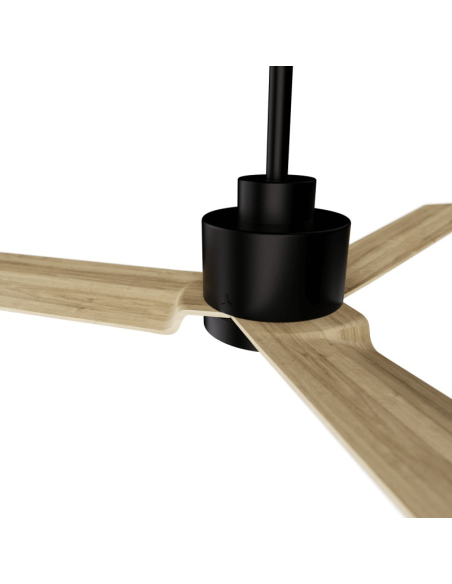 Ventilateur de plafond à LED Anne noire avec pales en bois léger DC pour les grands espaces détail